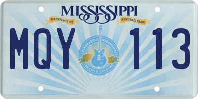MS license plate MQY113