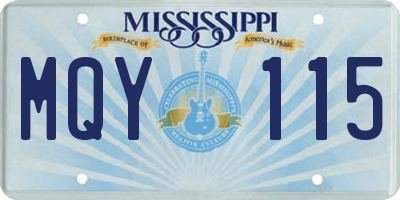 MS license plate MQY115