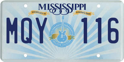 MS license plate MQY116