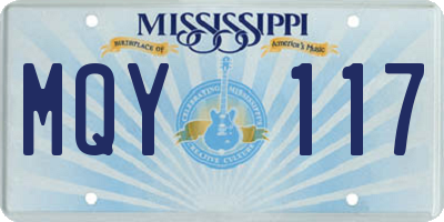 MS license plate MQY117
