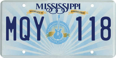 MS license plate MQY118