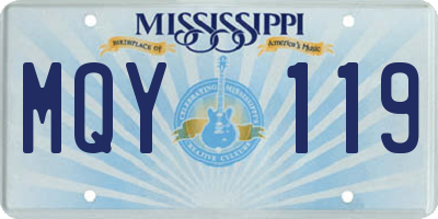 MS license plate MQY119