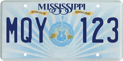 MS license plate MQY123