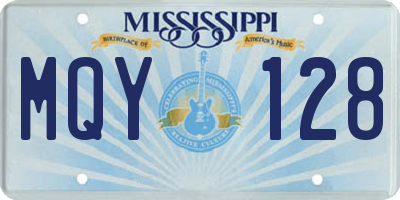 MS license plate MQY128