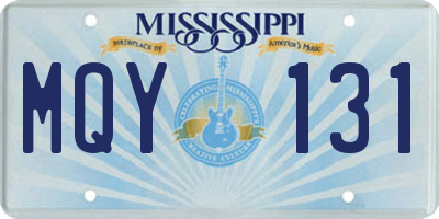 MS license plate MQY131