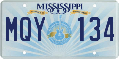 MS license plate MQY134