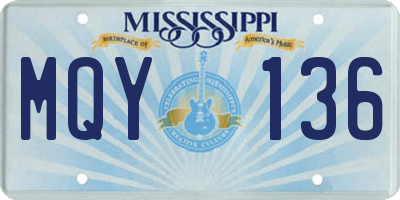 MS license plate MQY136