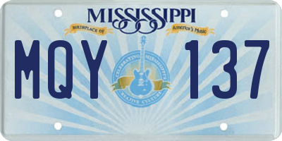 MS license plate MQY137