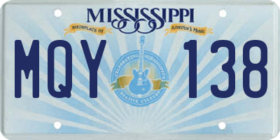 MS license plate MQY138