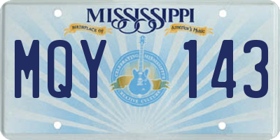 MS license plate MQY143