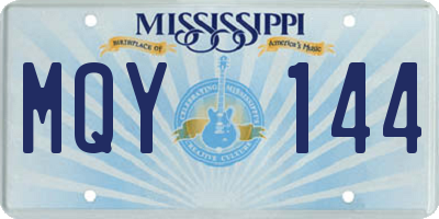 MS license plate MQY144