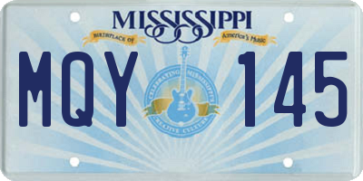 MS license plate MQY145