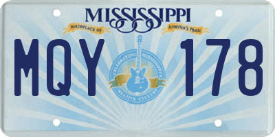 MS license plate MQY178