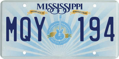MS license plate MQY194