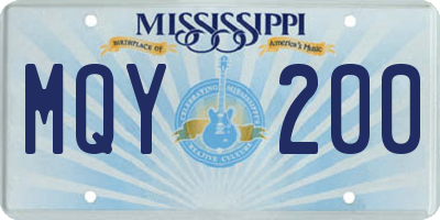 MS license plate MQY200