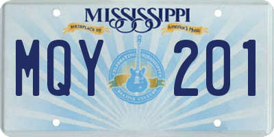 MS license plate MQY201