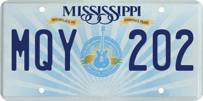 MS license plate MQY202