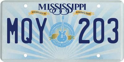 MS license plate MQY203