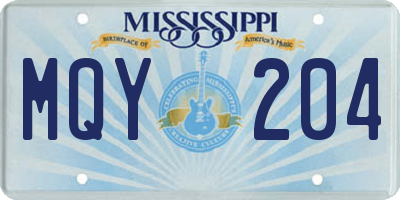 MS license plate MQY204