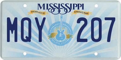 MS license plate MQY207