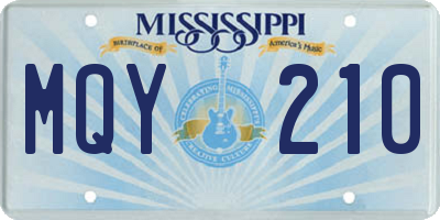 MS license plate MQY210