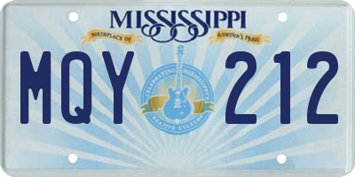 MS license plate MQY212