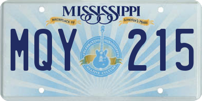 MS license plate MQY215