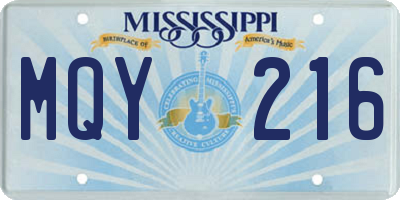 MS license plate MQY216