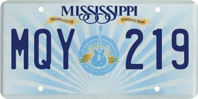 MS license plate MQY219