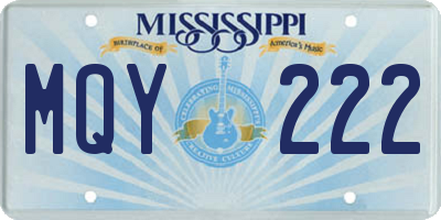 MS license plate MQY222