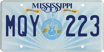MS license plate MQY223