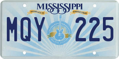 MS license plate MQY225