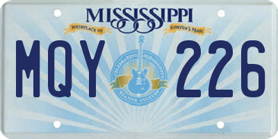 MS license plate MQY226