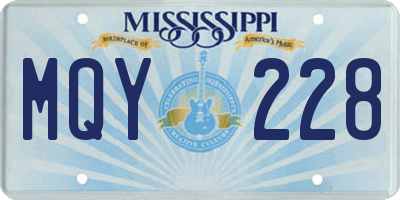 MS license plate MQY228