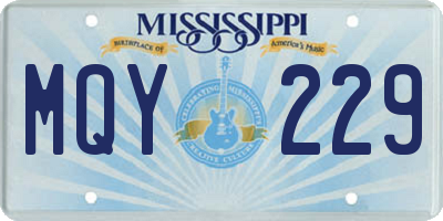 MS license plate MQY229