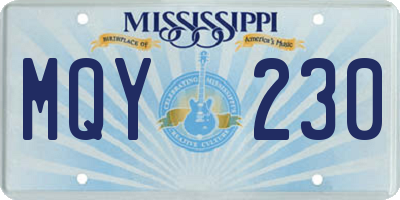 MS license plate MQY230