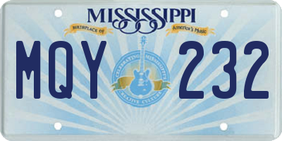 MS license plate MQY232