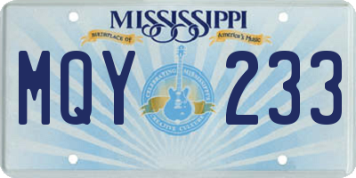 MS license plate MQY233