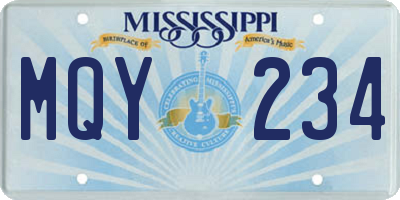 MS license plate MQY234
