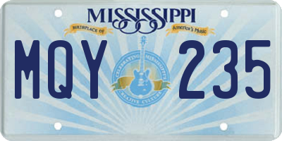 MS license plate MQY235