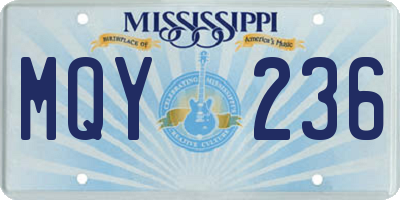 MS license plate MQY236