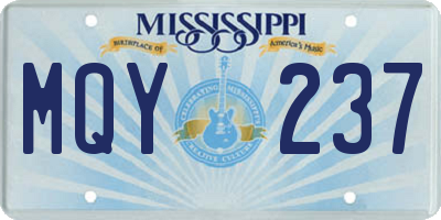 MS license plate MQY237