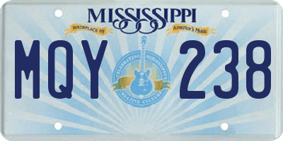 MS license plate MQY238
