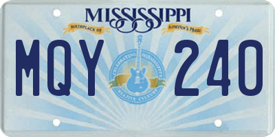 MS license plate MQY240