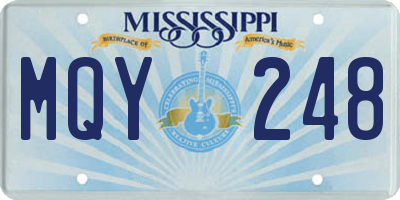 MS license plate MQY248