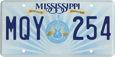 MS license plate MQY254