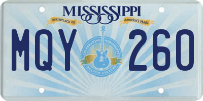 MS license plate MQY260
