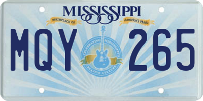 MS license plate MQY265