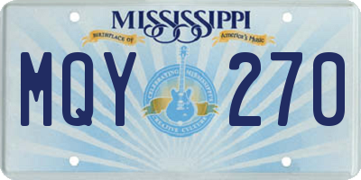MS license plate MQY270