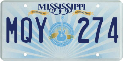 MS license plate MQY274